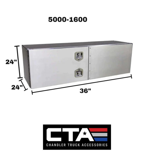 Chandler Polished Smooth Aluminum Underbody Toolbox with Barn Door Style Door 24x24x36 Model 5000-1600