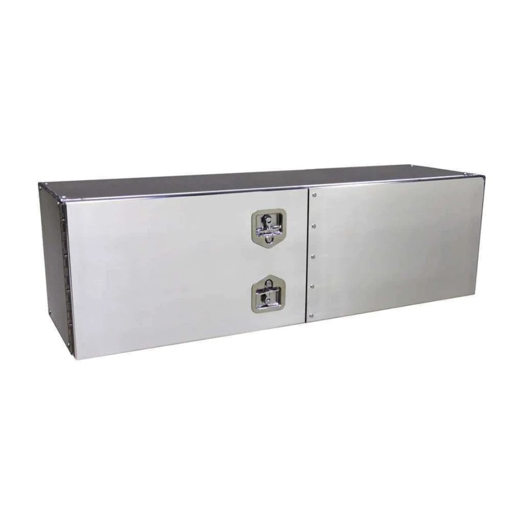Chandler Polished Smooth Aluminum Underbody Toolbox with Barn Door Style Door 24x24x36 Model 5000-1600
