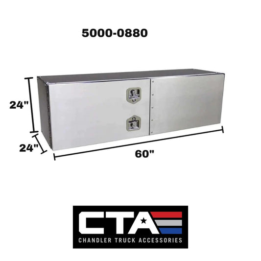 Chandler Polished Smooth Aluminum Underbody Toolbox with Barn Door Style Door 24x24x60 Model 5000-0880