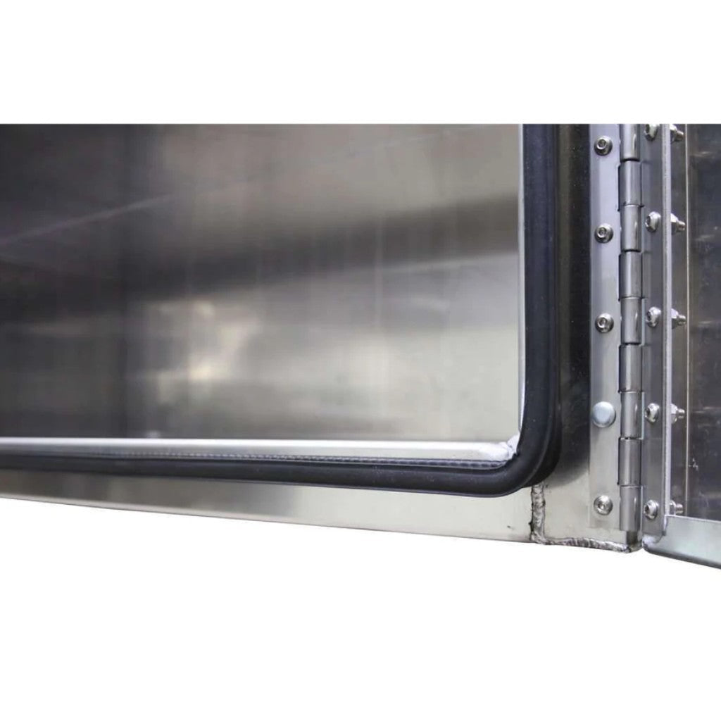 Chandler Polished Smooth Aluminum Underbody Toolbox with Barn Door Style Door 24x24x60 Model 5000-0880