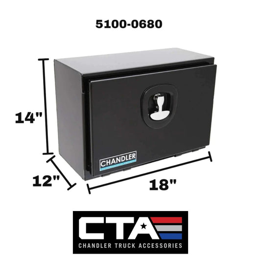 Chandler Textured Black Underbody Carbon Steel Toolbox with Drop Down Door 14x12x18 Model 5100-0680