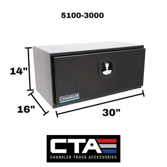 Chandler Textured Black Underbody Carbon Steel Toolbox with Drop Down Door 14x16x30 Model 5100-3000