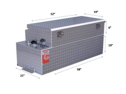 ATI 58 Gallon Diesel Rectangle Auxiliary Tank/ Toolbox Combo - Bright Aluminum (Model AUX58CBR)