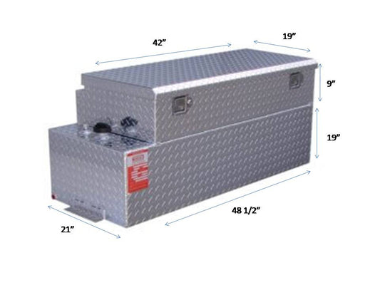 ATI 42 Gallon Diesel Rectangle Auxiliary Tank/ 9" Toolbox Combo - Bright Aluminum (Model AUX42CBR9)