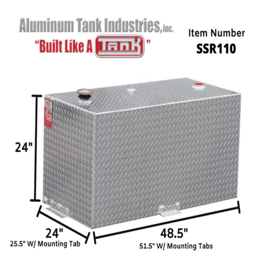 ATI 110 Gallon Rectangle Transfer Tank Severe Series - .190 Aluminum (Model SSR110)