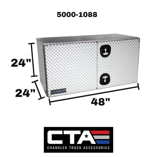 Chandler Aluminum Tread Plate Underbody Toolbox with Barn Door Style Door 24x24x48 Model 5000-1088