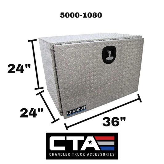 Chandler Aluminum Tread Plate Underbody Toolbox with Drop Down Door 24x24x36 Model 5000-1080