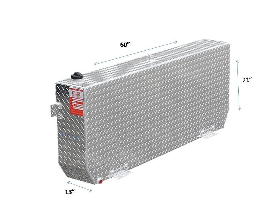 ATI 62 Gallon Diesel Rectangle Auxiliary Tank - Bright Aluminum (Model AUX65R)