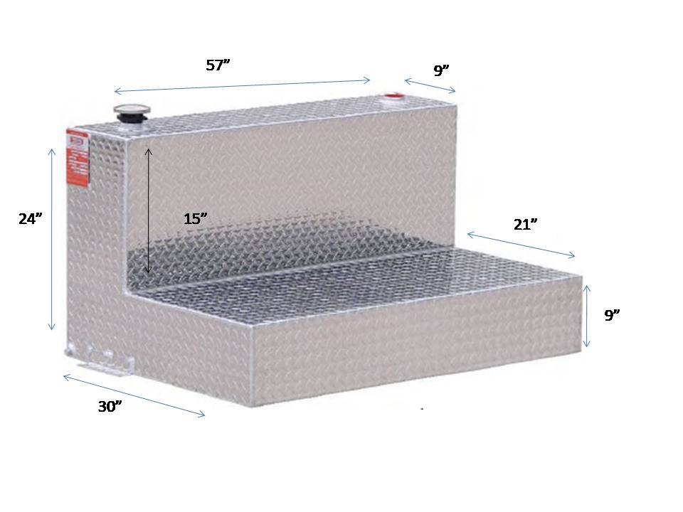 ATI 85 Gallon L Shaped Transfer Tank 42/42- Bright Aluminum (Model TTL85S)