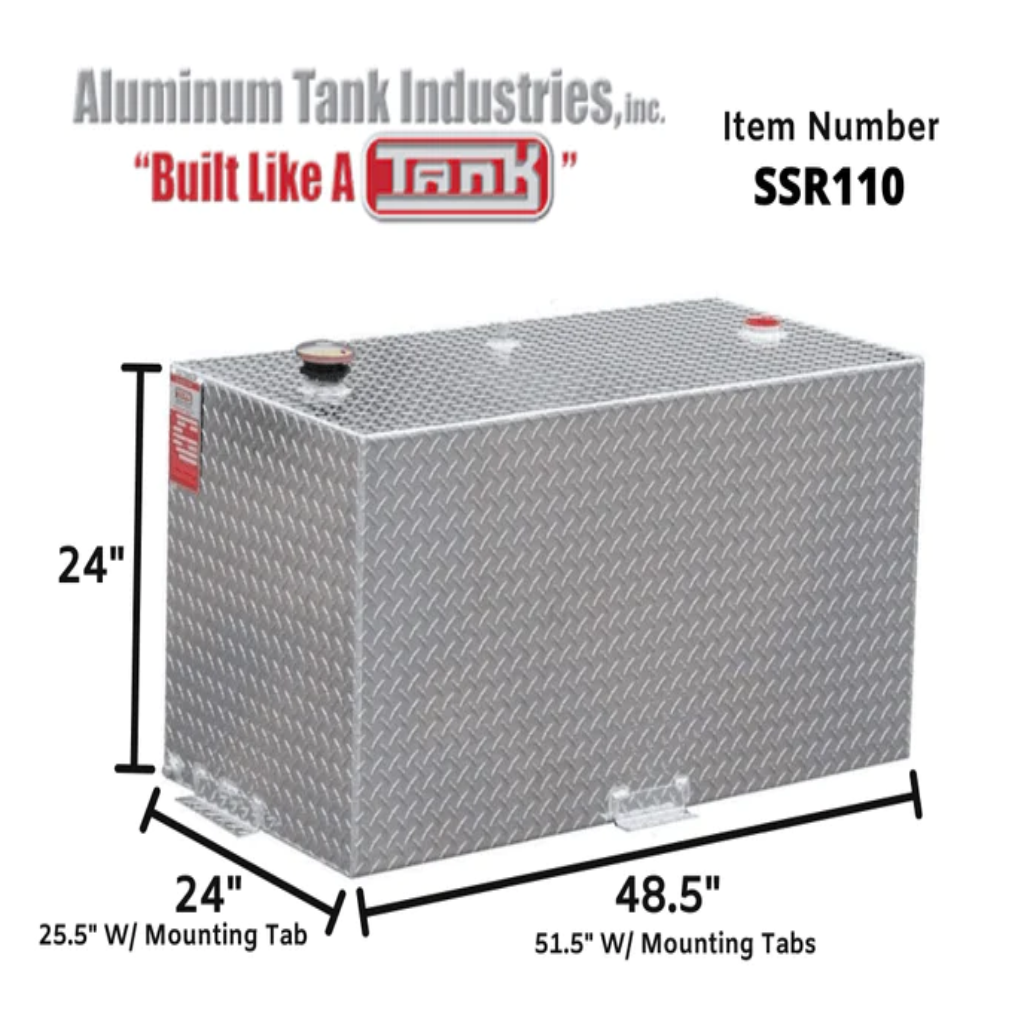 ATI 110 Gallon Rectangle Transfer Tank Severe Series - .190 Aluminum ...
