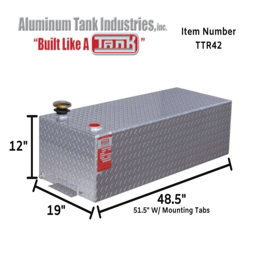 ATI 42 Gallon Rectangle Transfer Tank - Bright Aluminum (Model TTR42)