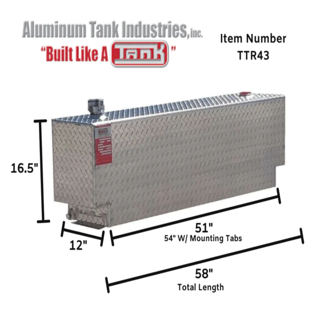 ATI 43 Gallon Rectangle Transfer Tank - Bright Aluminum (Model TTR43 ...
