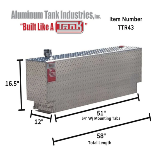 ATI 43 Gallon Rectangle Transfer Tank - Bright Aluminum (Model TTR43)