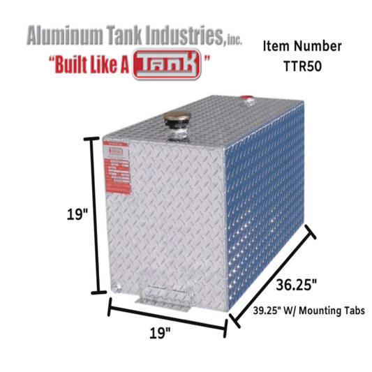 ATI 50 Gallon Rectangle Transfer Tank - Bright Aluminum (Model TTR50)