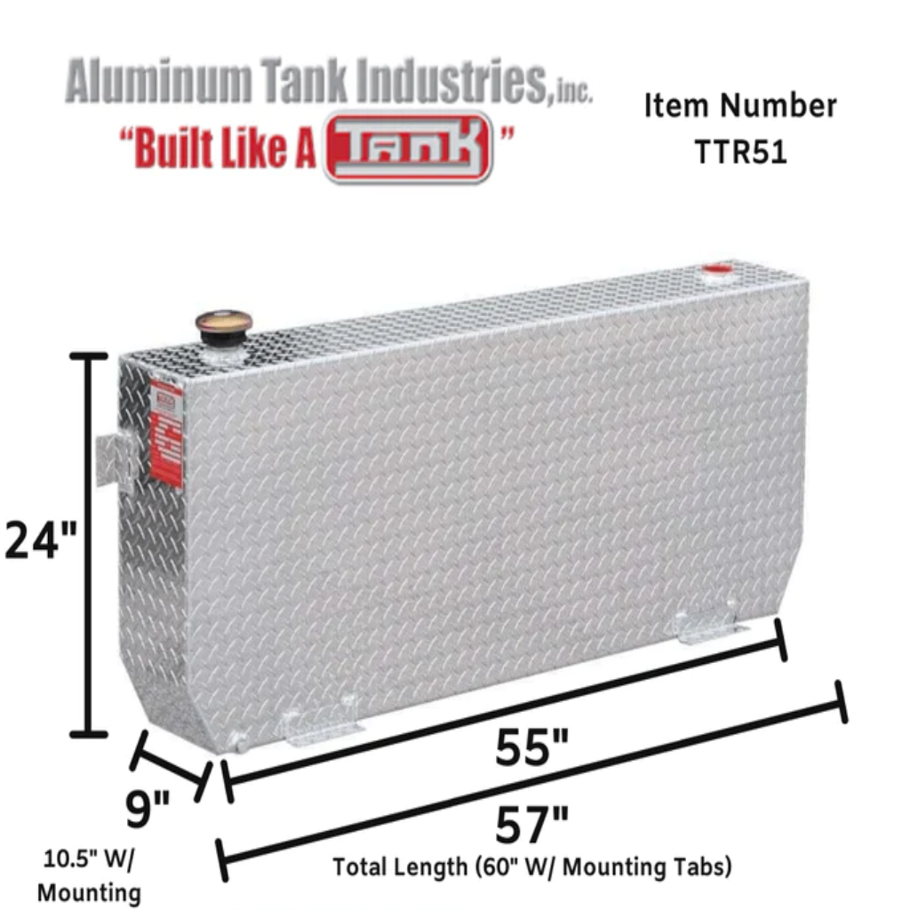 ATI 51 Gallon Rectangle Transfer Tank - Bright Aluminum (Model TTR51 ...