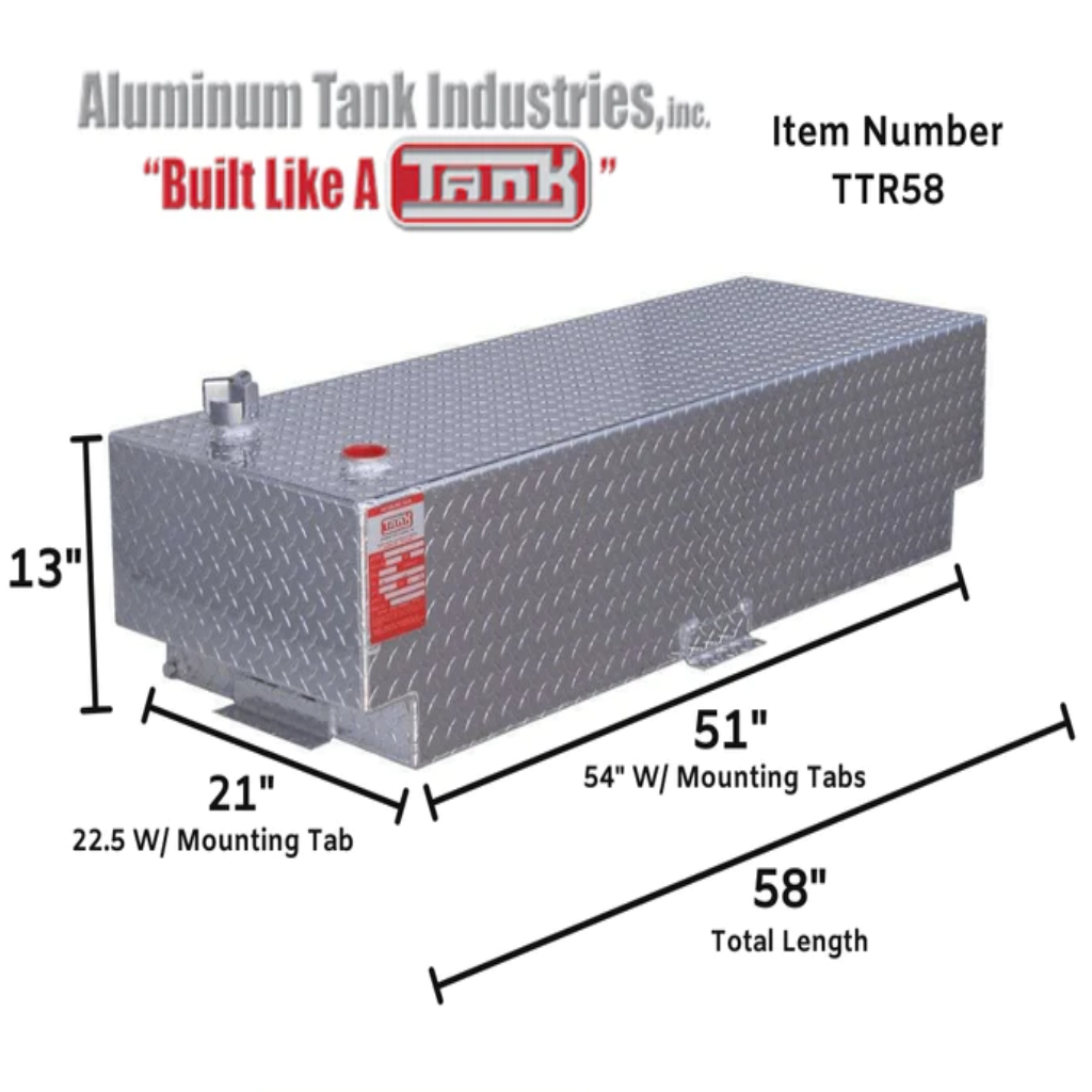 Aluminum Tank Industries 55 Gallon Square Refueling Transfer Tank Model  TTR55
