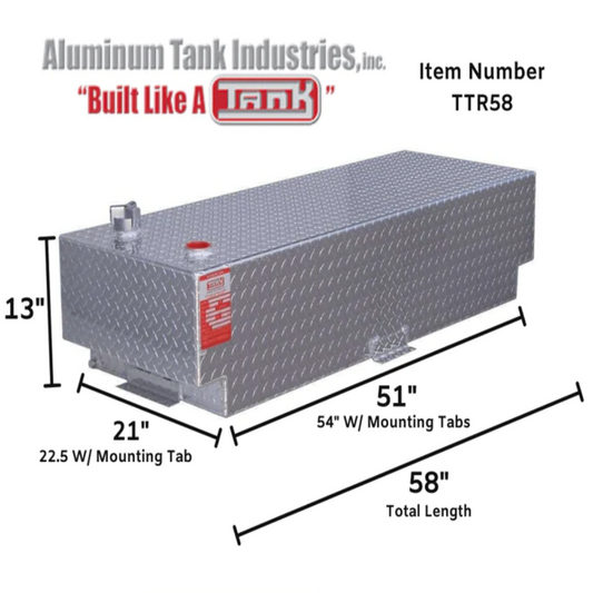 ATI 58 Gallon Rectangle Transfer Tank - Bright Aluminum (Model TTR58)